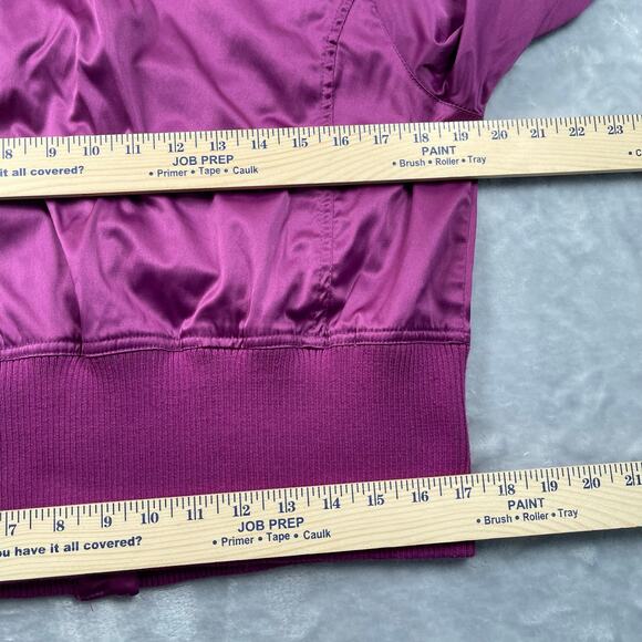 MKM Designs Jacket XL Fuchsia Pink Satin Cropped Ribbed Trim Vintage Y2K - Picture 5 of 12